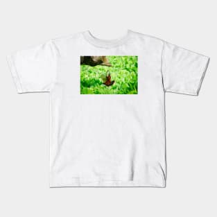 Bird on water plants / Swiss Artwork Photography Kids T-Shirt